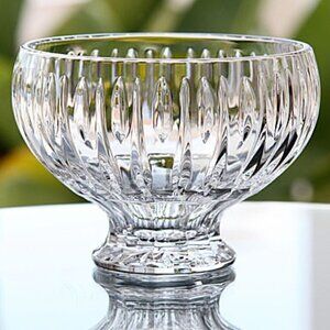 Waterford Marquis Sheridan Diamond Cut Wedge Cut Clear Crystal Footed Bowl 6"